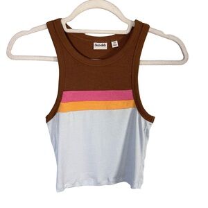 Sun-deh Ribbed Colorblock Cropped Tank Top Size XS Minimalist Neutral Y2K